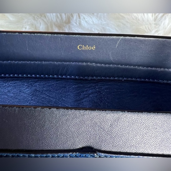 Chloe Cate Calfskin Grained Leather Medium Satchel Bag, Blue - Picture 13 of 15